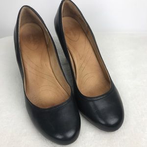 Clarks Indigo Sz 11 Black Wedge Heel Shoes